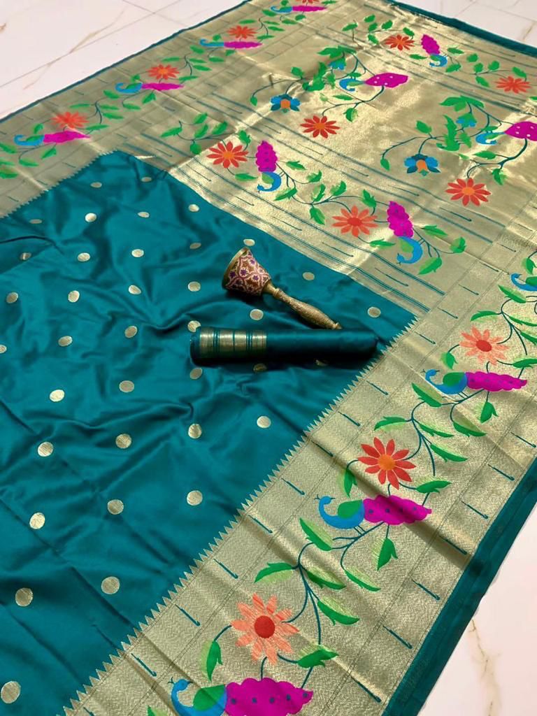 Flower Peacock Pure Soft Kanjivaram Paithani Silk - Kalavya