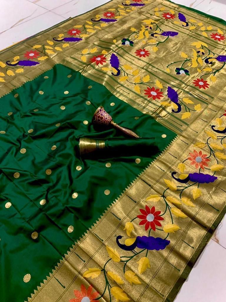 Flower Peacock Pure Soft Kanjivaram Paithani Silk - Kalavya