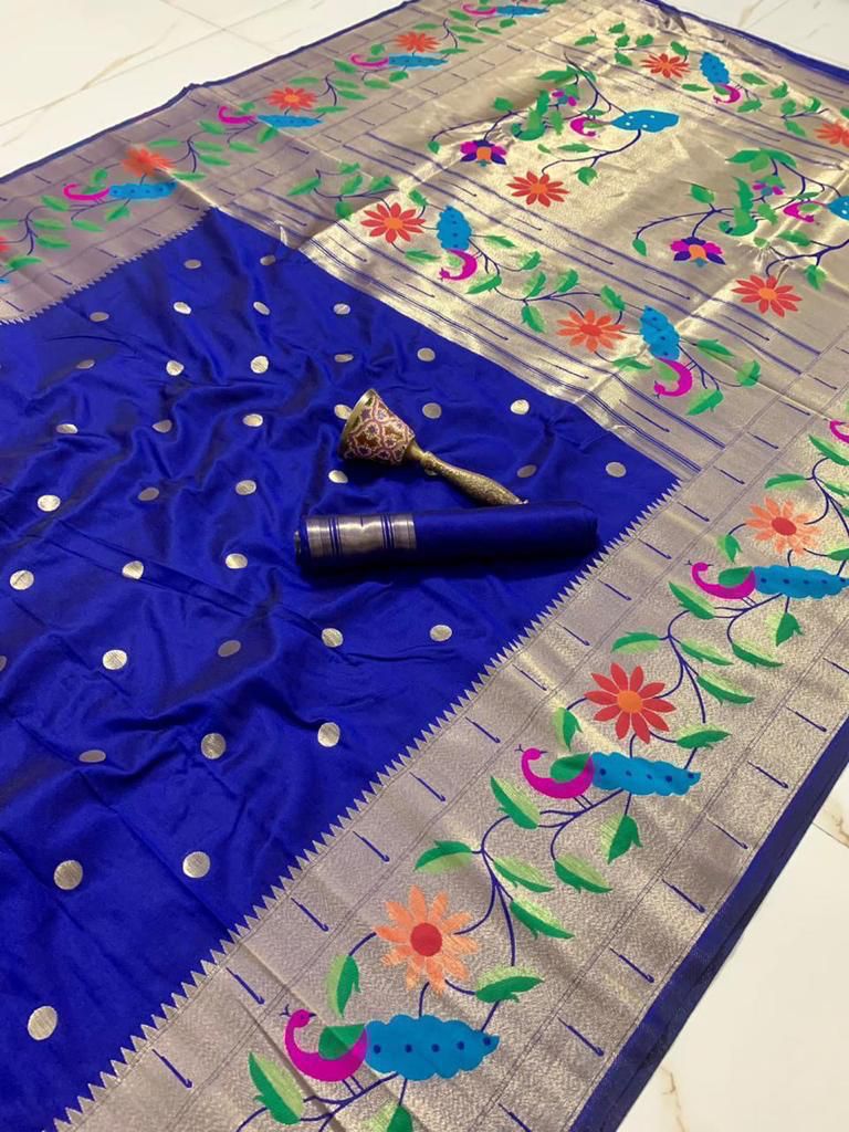 Flower Peacock Pure Soft Kanjivaram Paithani Silk - Kalavya