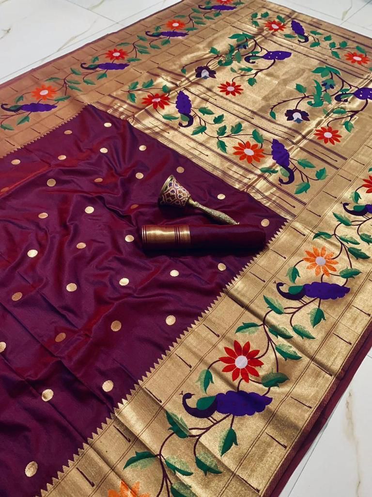 Flower Peacock Pure Soft Kanjivaram Paithani Silk - Kalavya
