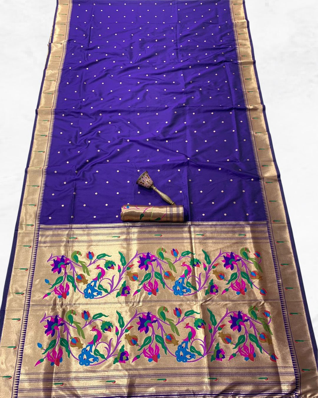 Pure Soft Gold Zari Paithani Saree - Silk with Golden Thread | Kalavya