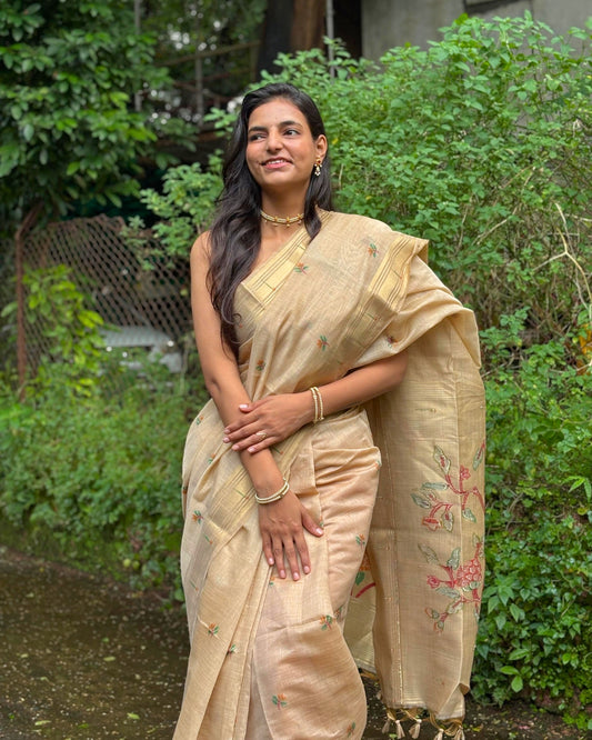Soft Muga Cotton Paithani Saree