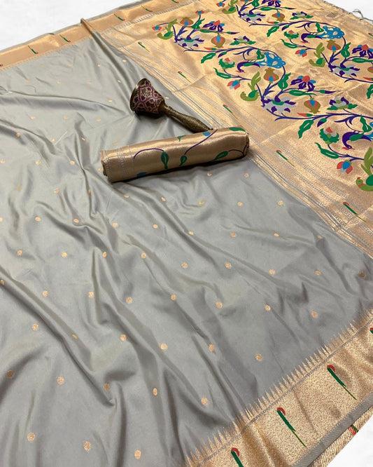 Pure Soft Gold Zari Paithani Saree - Kalavya